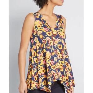 ModCloth Navy Blue Airy Image Tank Top Size XS NWT